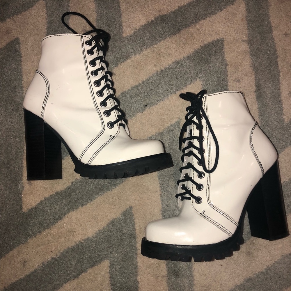 Jeffrey Campbell white legion booties